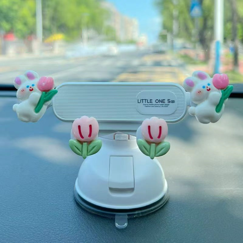 Mobile phone holder, car-mounted suction cup type car instrument support, navigation system, interior vehicle, new model female driver cartoon