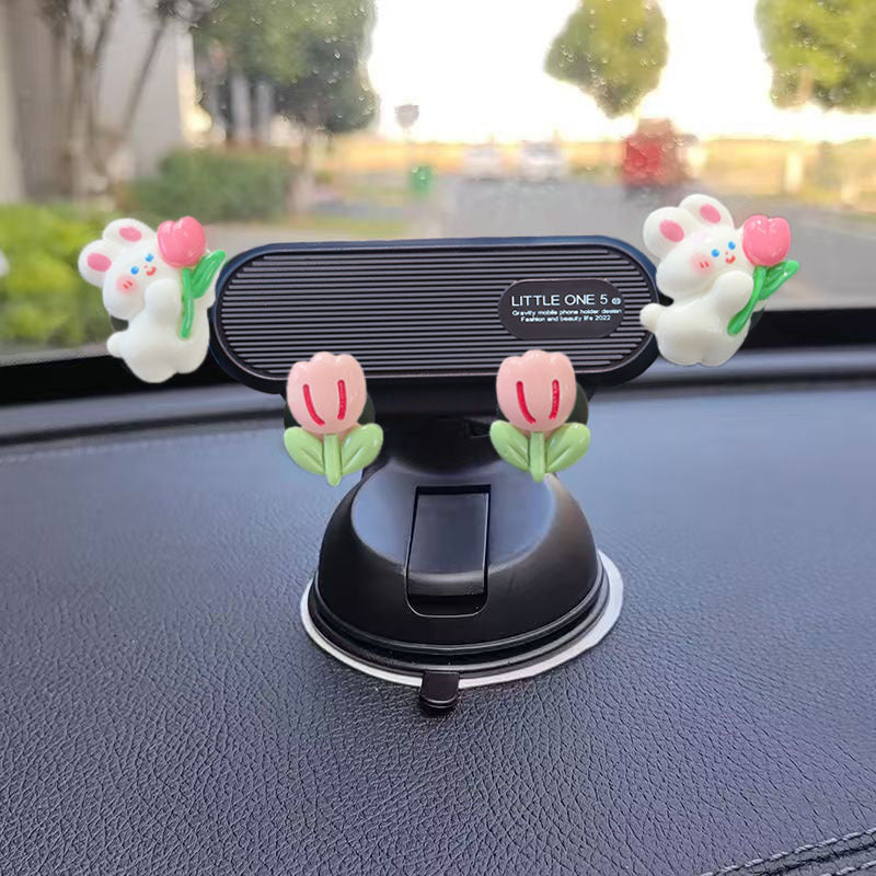 Mobile phone holder, car-mounted suction cup type car instrument support, navigation system, interior vehicle, new model female driver cartoon