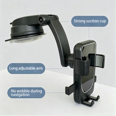 Car Phone Mount with Suction Cup Vent Clip, Universal Auto Navigation Holder
