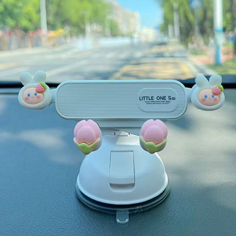 Mobile phone holder, car-mounted suction cup type car instrument support, navigation system, interior vehicle, new model female driver cartoon